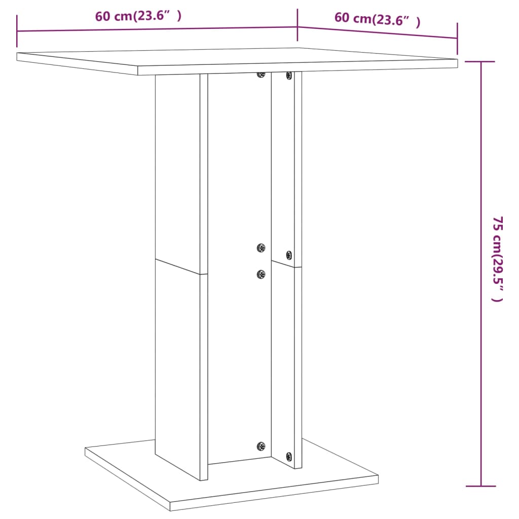 Tavolo da Bistrot Rovere Marrone 60x60x75 cm Legno Multistrato - homemem39