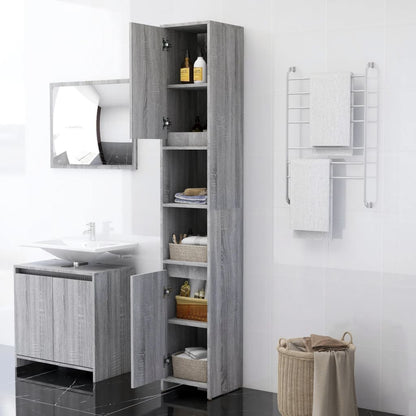 Armadio Bagno Rovere Grigio 30x30x183,5cm Legno Ingegnerizzato | homemem39