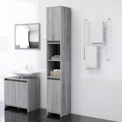Armadio Bagno Rovere Grigio 30x30x183,5cm Legno Ingegnerizzato | homemem39