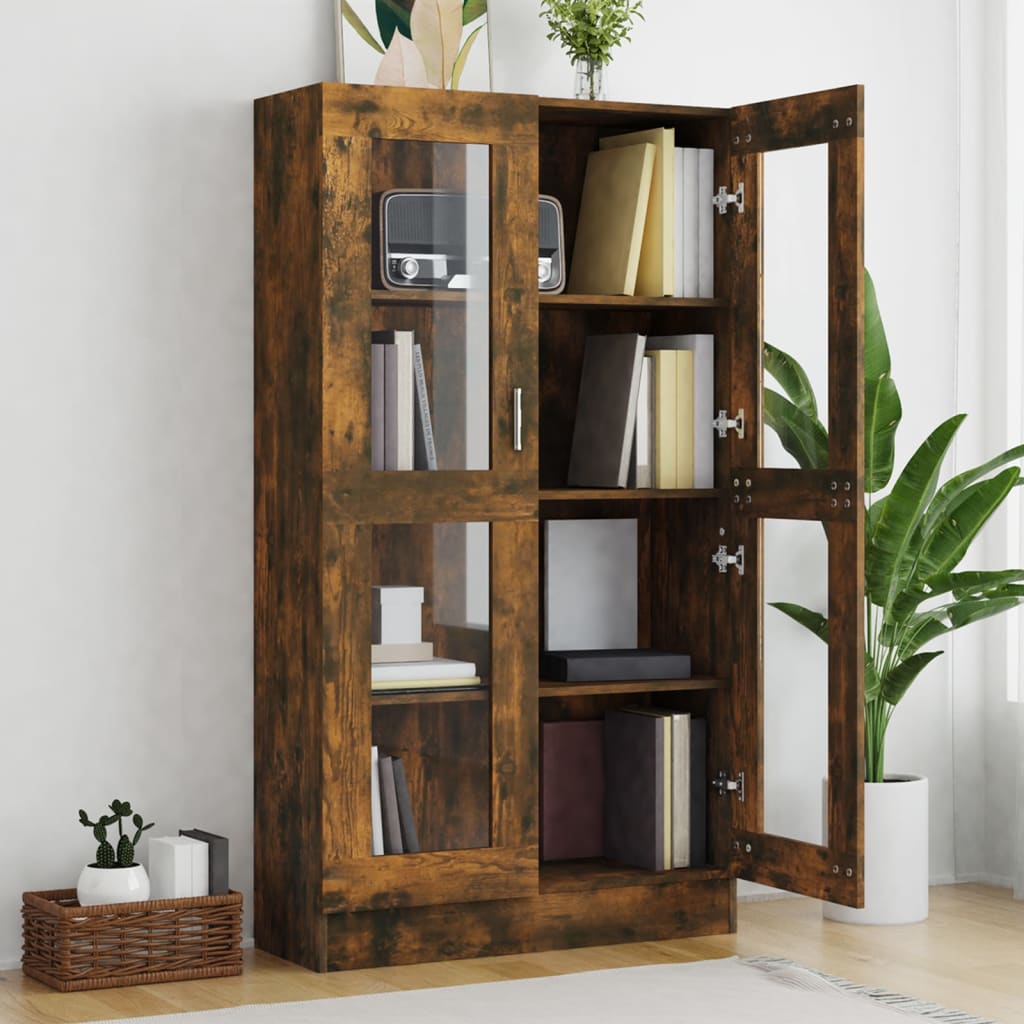 Mobile Vetrina Rovere Fumo 82,5x30,5x150cm in Legno Multistrato | homemem39