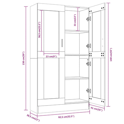 Mobile Vetrina Rovere Fumo 82,5x30,5x150cm in Legno Multistrato | homemem39