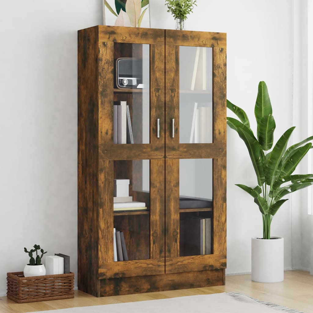 Mobile Vetrina Rovere Fumo 82,5x30,5x150cm in Legno Multistrato | homemem39