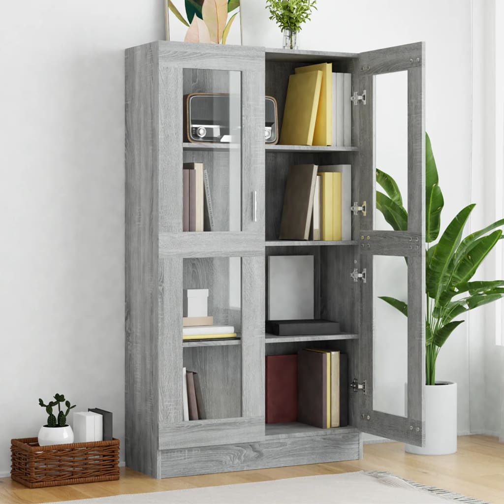 Mobile Vetrina Grigio Sonoma 82,5x30,5x150 cm Legno Multistrato | homemem39