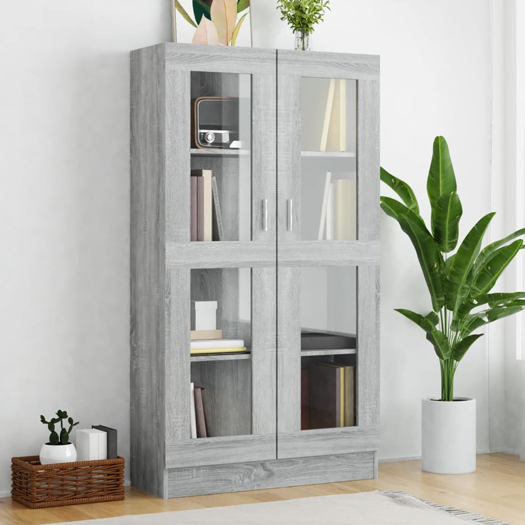 Mobile Vetrina Grigio Sonoma 82,5x30,5x150 cm Legno Multistrato | homemem39