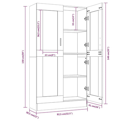 Mobile Vetrina Rovere Marrone 82,5x30,5x150cm Legno Multistrato - homemem39