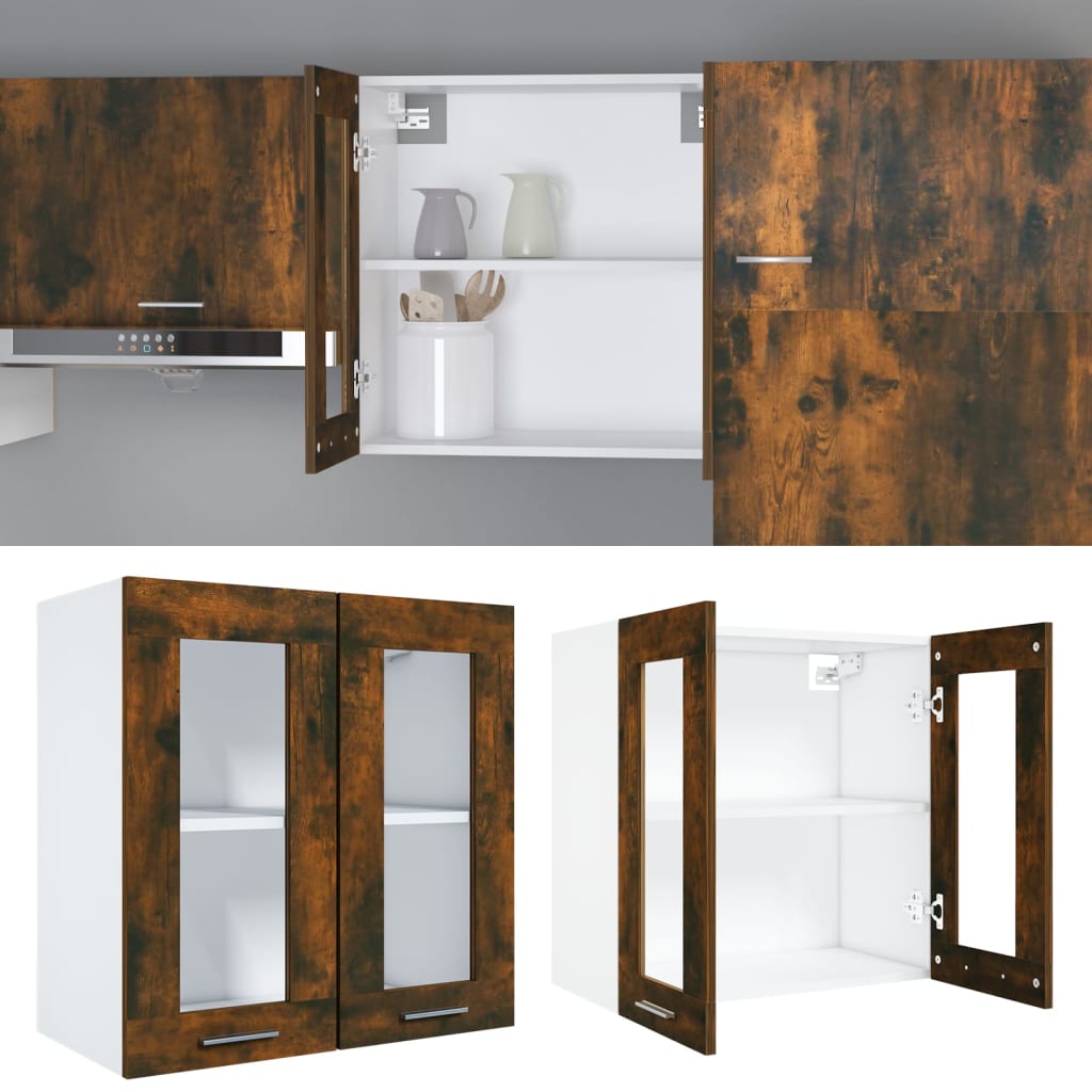 Pensile in Vetro “Lyon” Rovere Fumo 60x31x60 cm | homemem39