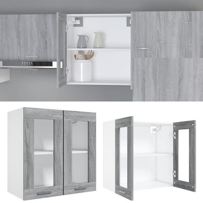 Pensile in Vetro “Lyon” Grigio Sonoma 60x31x60 cm - homemem39