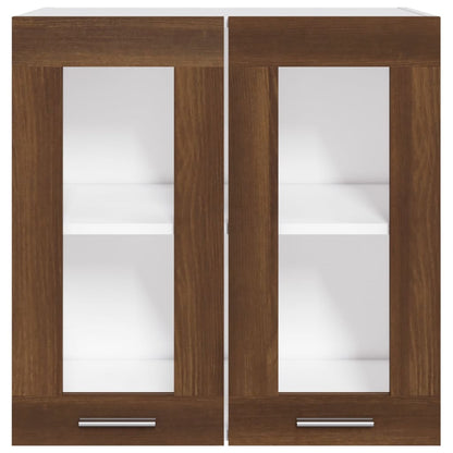 Mobile Pensile con Vetro “Lyon” Rovere Marrone 60x31x60 cm - homemem39