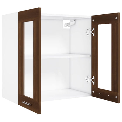 Mobile Pensile con Vetro “Lyon” Rovere Marrone 60x31x60 cm - homemem39
