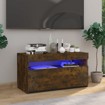 Mobile Porta TV con Luci LED Rovere Fumo 75x35x40 cm - homemem39