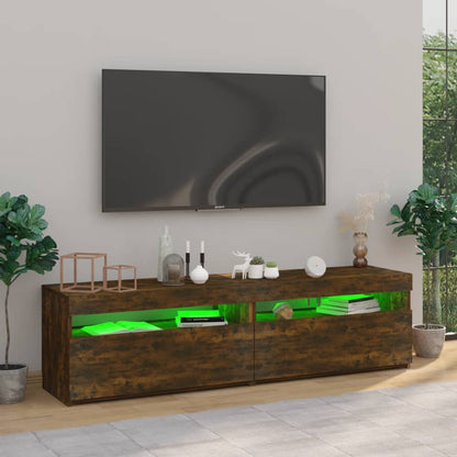 Mobile Porta TV con Luci LED 2pz Rovere Fumo 75x35x40 cm - homemem39