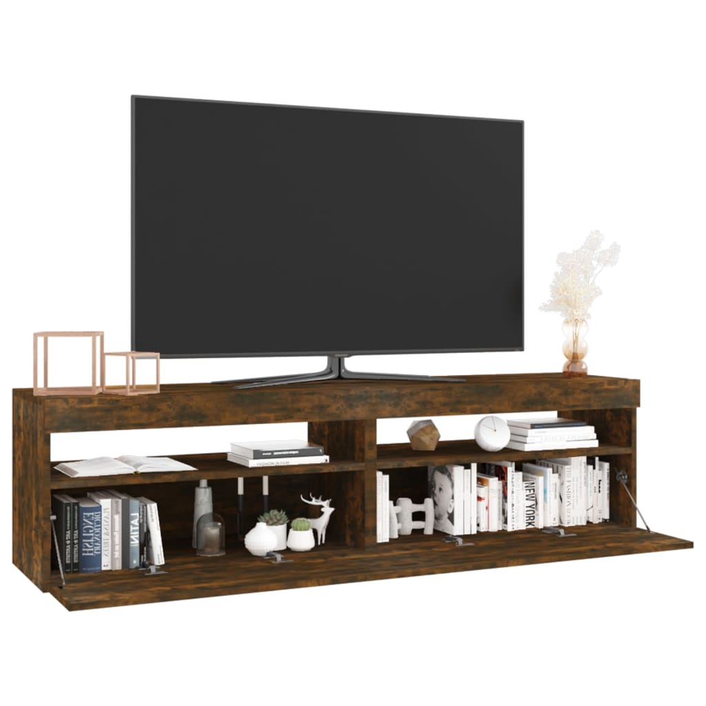Mobile Porta TV con Luci LED 2pz Rovere Fumo 75x35x40 cm - homemem39