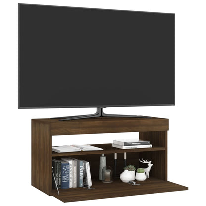 Mobile Porta TV con Luci LED Rovere Marrone 75x35x40 cm - homemem39