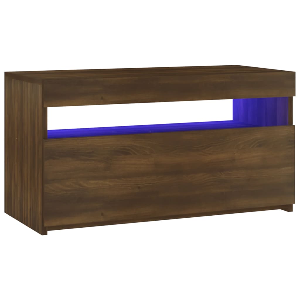 Mobile Porta TV con Luci LED Rovere Marrone 75x35x40 cm - homemem39