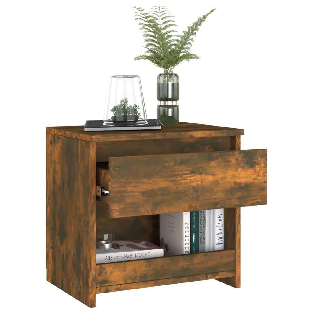 Comodino Rovere Fumo 40x30x39 cm Legno Ingegnerizzato - homemem39