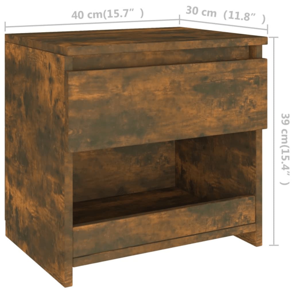 Comodino Rovere Fumo 40x30x39 cm Legno Ingegnerizzato - homemem39