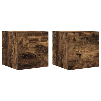 Armadietti TV Montati a Parete 2pz Rovere Fumo 30,5x30x30 cm | homemem39