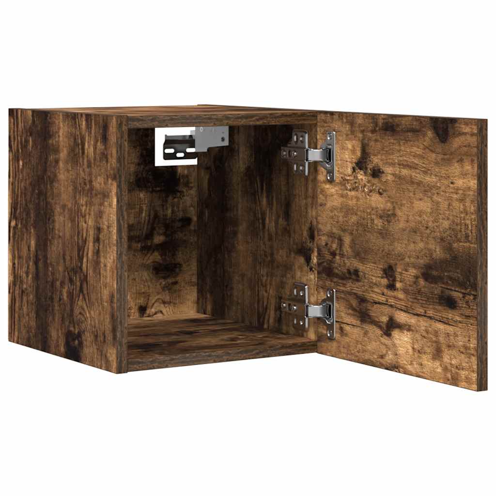 Armadietti TV Montati a Parete 2pz Rovere Fumo 30,5x30x30 cm | homemem39