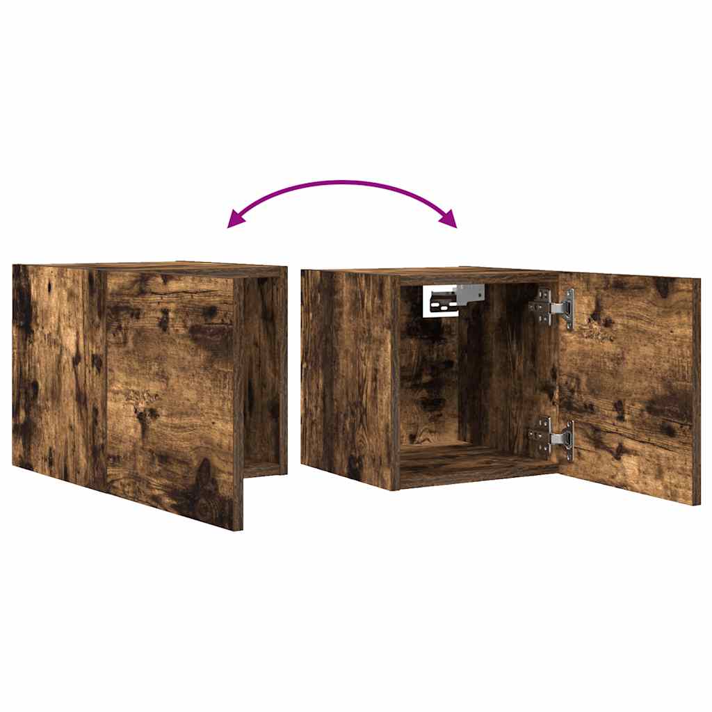 Armadietti TV Montati a Parete 2pz Rovere Fumo 30,5x30x30 cm | homemem39