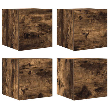 Armadietti TV Montati a Parete 4pz Rovere Fumo 30,5x30x30 cm - homemem39