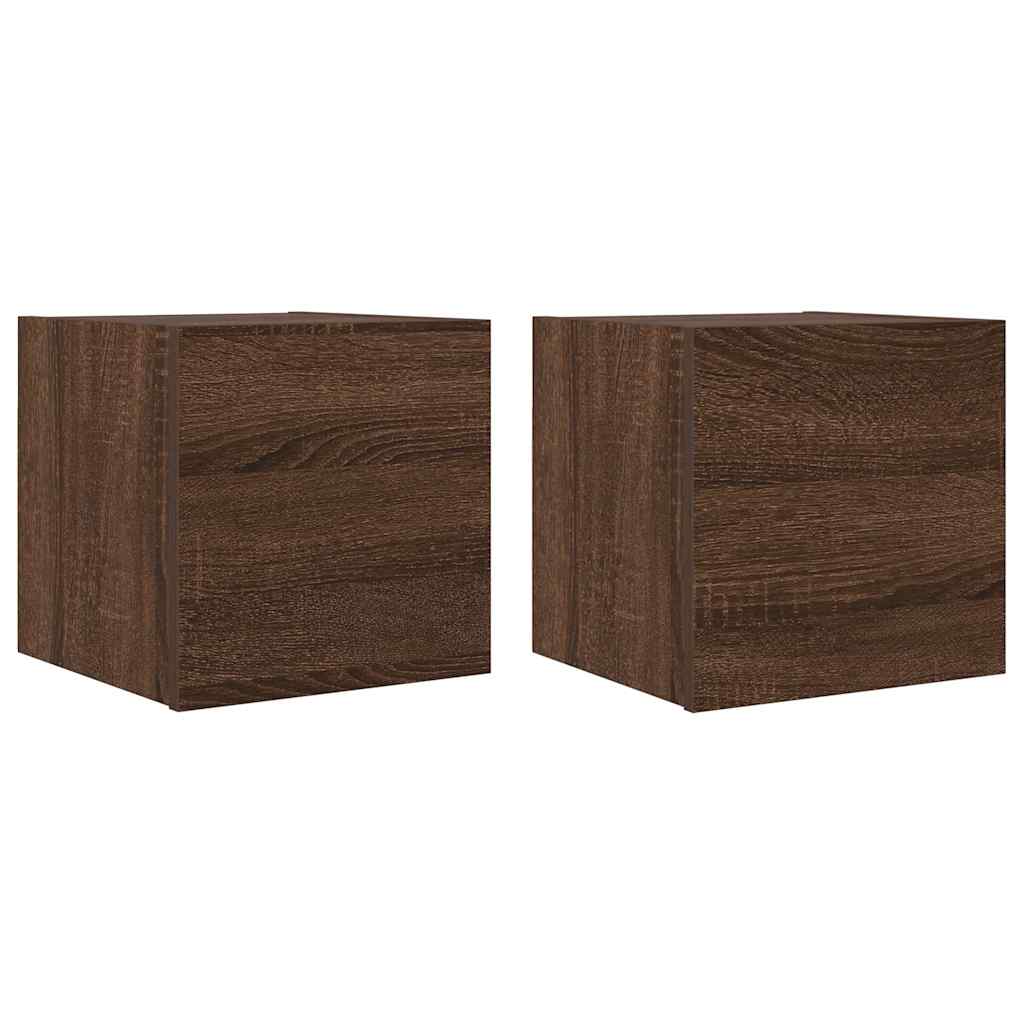 Armadietti TV Montati a Parete 2pz Rovere Marrone 30,5x30x30 cm - homemem39