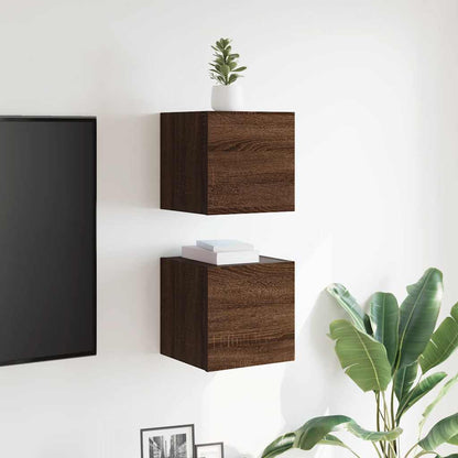 Armadietti TV Montati a Parete 2pz Rovere Marrone 30,5x30x30 cm - homemem39
