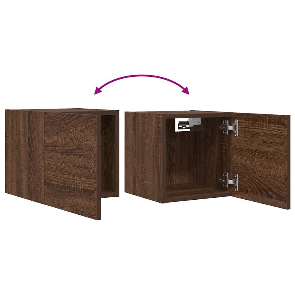 Armadietti TV Montati a Parete 2pz Rovere Marrone 30,5x30x30 cm - homemem39