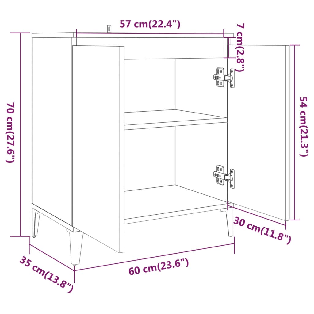 Credenza Grigio Sonoma 60x35x70 cm in Legno Ingegnerizzato - homemem39