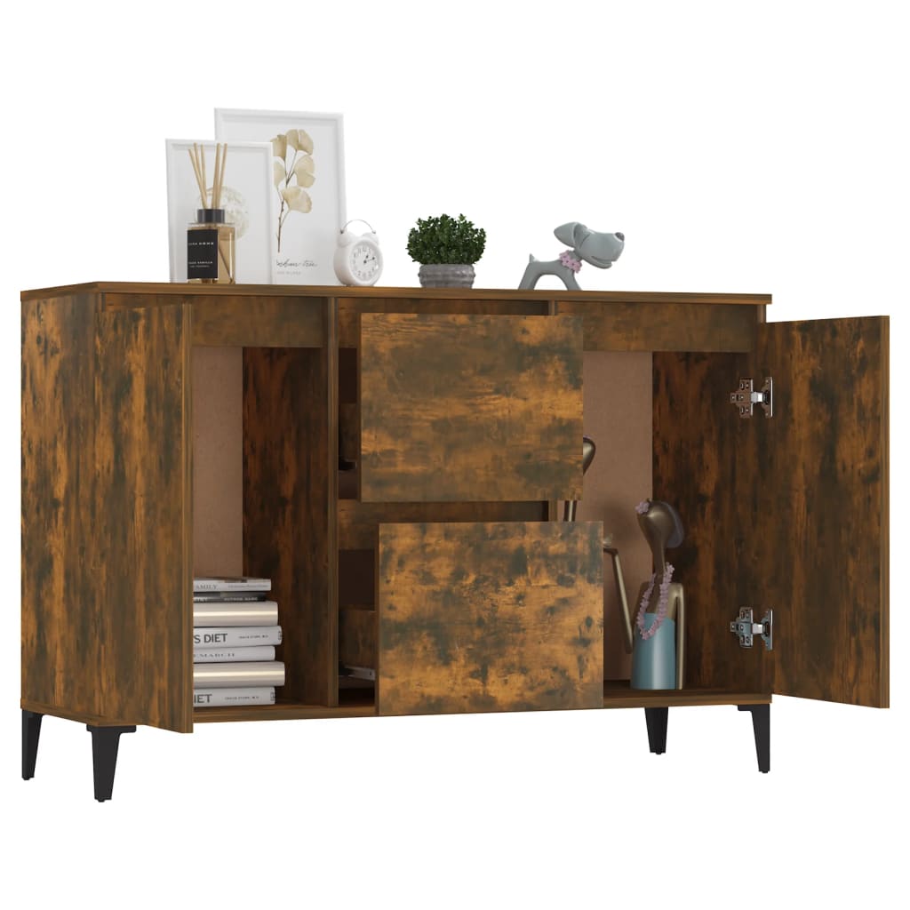 Credenza Rovere Fumo 102x35x70 cm in Legno Multistrato - homemem39