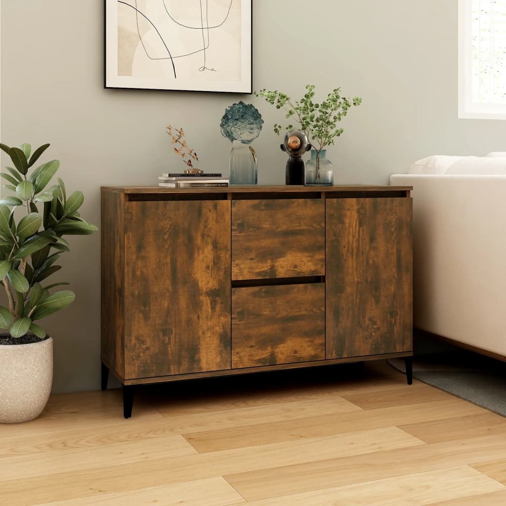 Credenza Rovere Fumo 102x35x70 cm in Legno Multistrato - homemem39