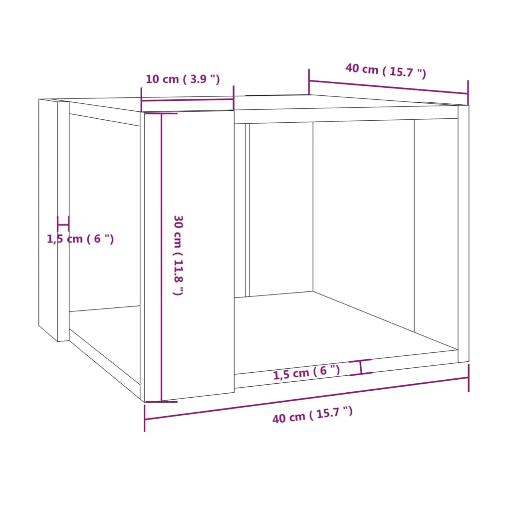 Tavolino Salotto Rovere Marrone 40x40x30cm Legno Ingegnerizzato | homemem39