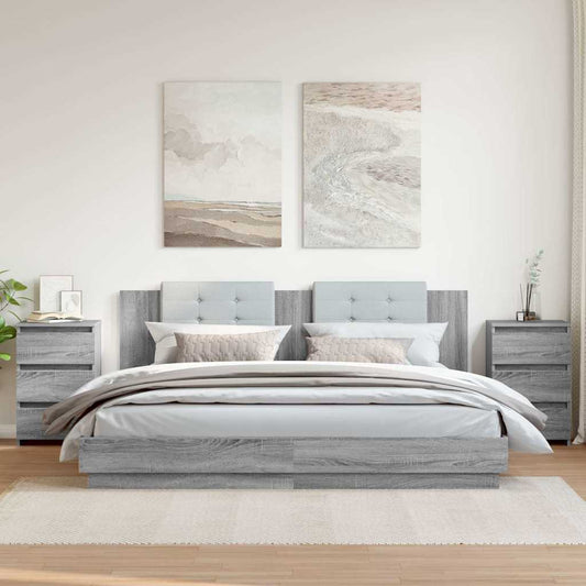 Comodini Grigio Sonoma 2 pz 40x35x62,5 cm in Legno Multistrato - homemem39
