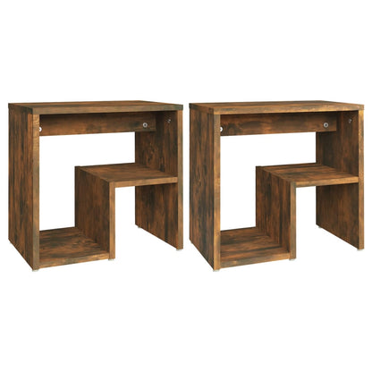 Comodini Rovere Fumo 2 pz 40x30x40 cm in Legno Multistrato - homemem39