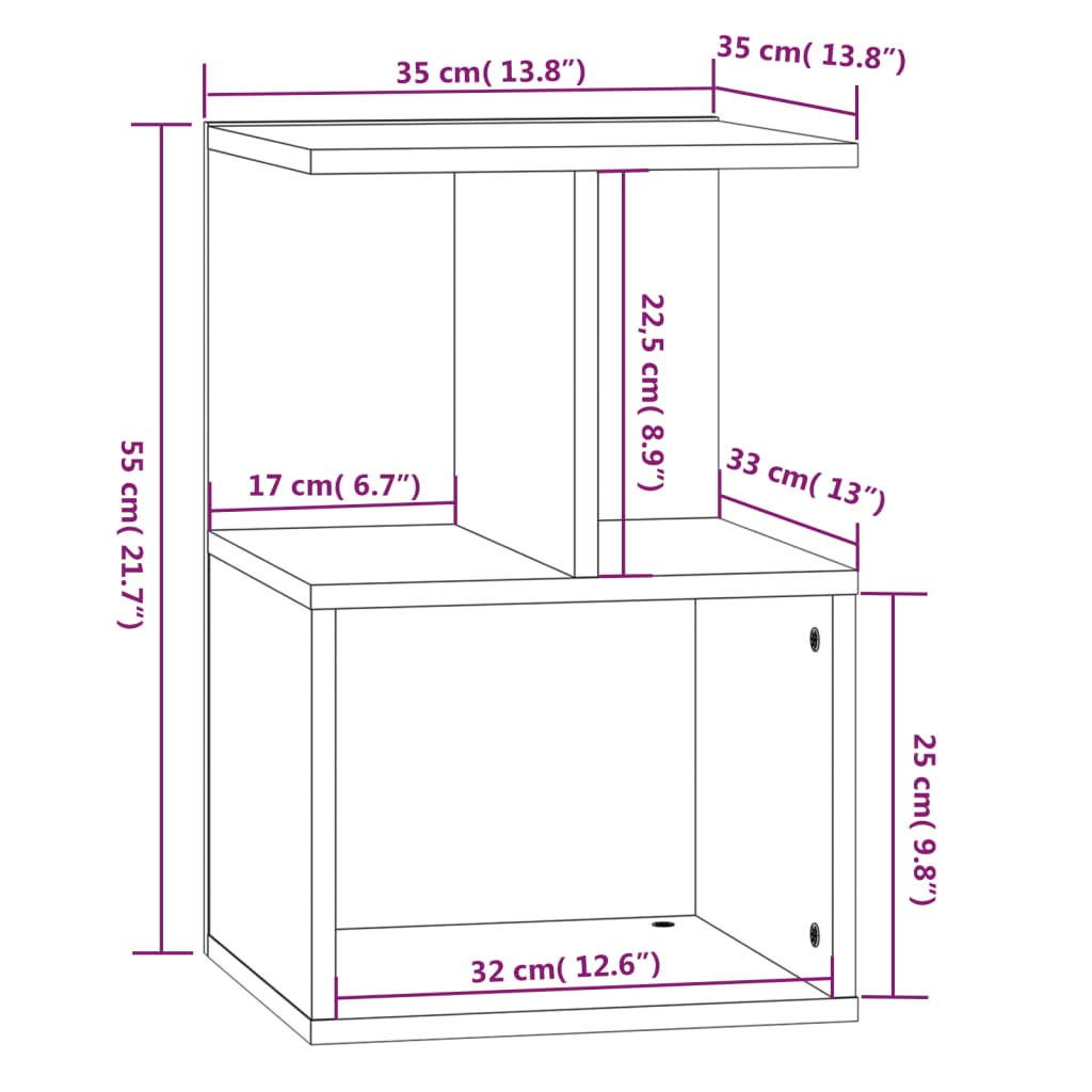 Comodini 2 pz Grigio Sonoma 35x35x55 cm in Legno Multistrato