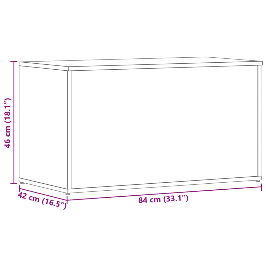 Cassapanca Rovere Fumo 84x42x46 cm in Legno Ingegnerizzato - homemem39