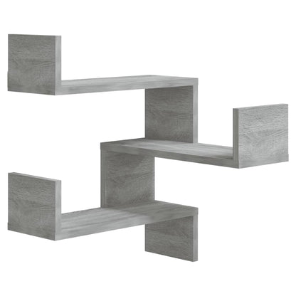Scaffale Parete Angolo 2pz Grigio Sonoma 40x40x50cm Multistrato | homemem39