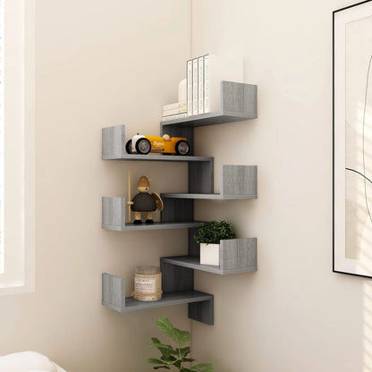 Scaffale Parete Angolo 2pz Grigio Sonoma 40x40x50cm Multistrato | homemem39