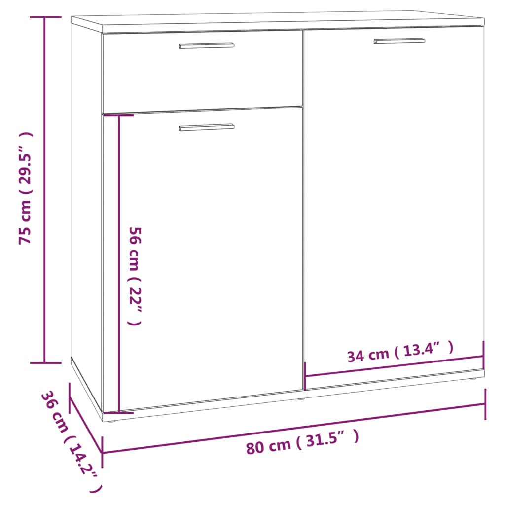 Credenza Grigio Sonoma 80x36x75 cm in Legno Multistrato - homemem39