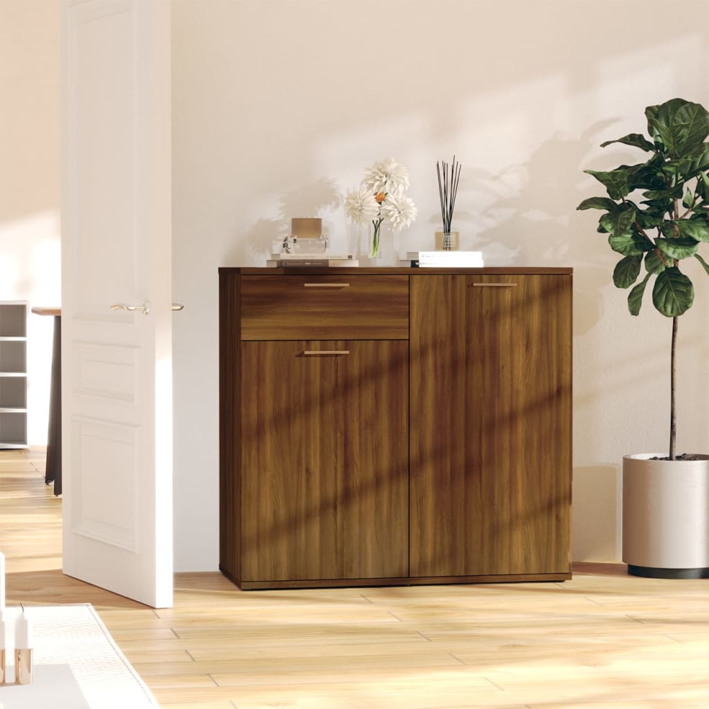 Credenza Rovere Marrone 80x36x75 cm in Legno Ingegnerizzato - homemem39
