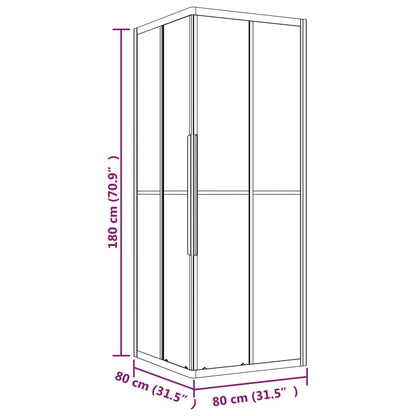 Box Doccia a Righe ESG 80x80x180 cm Nero | homemem39