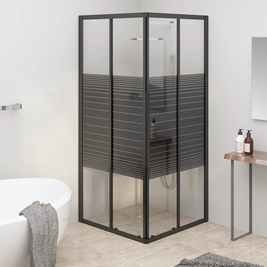 Box Doccia a Righe ESG 80x80x180 cm Nero | homemem39