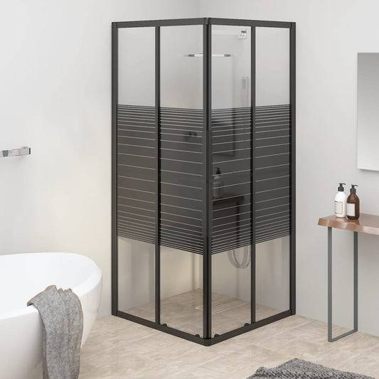 Box Doccia a Righe ESG 80x80x180 cm Nero | homemem39