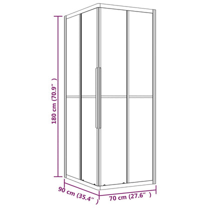Box Doccia a Righe ESG 90x70x180 cm Nero | homemem39