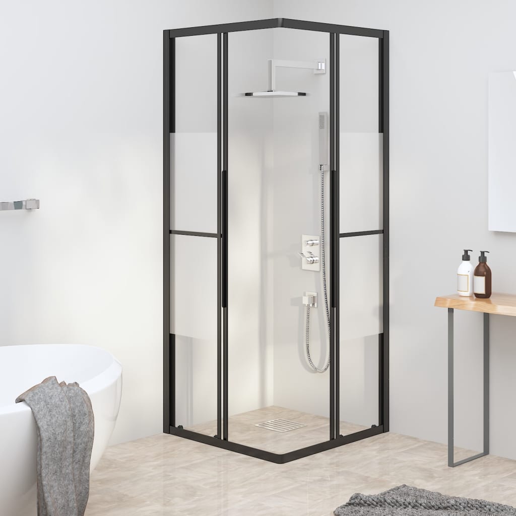 Cabina Doccia ESG Semi Smerigliato 80x70x180 cm Nera | homemem39