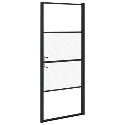 Parete Doccia 81x195cm in Vetro Temperato Semi Smerigliato Nero