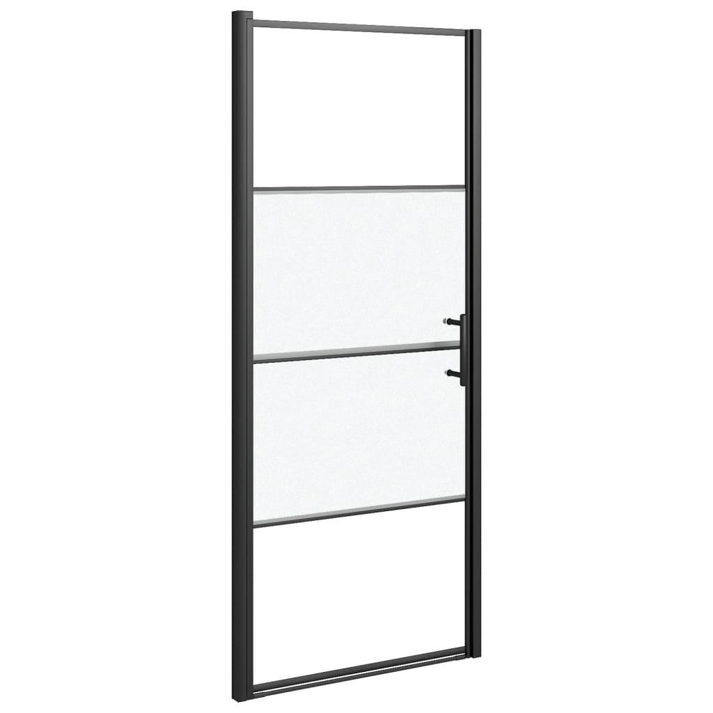 Parete Doccia 91x195 cm Vetro Temperato Semi Smerigliato Nero | homemem39