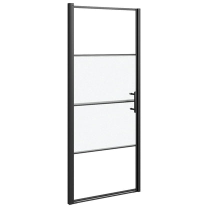 Parete Doccia 91x195 cm Vetro Temperato Semi Smerigliato Nero | homemem39