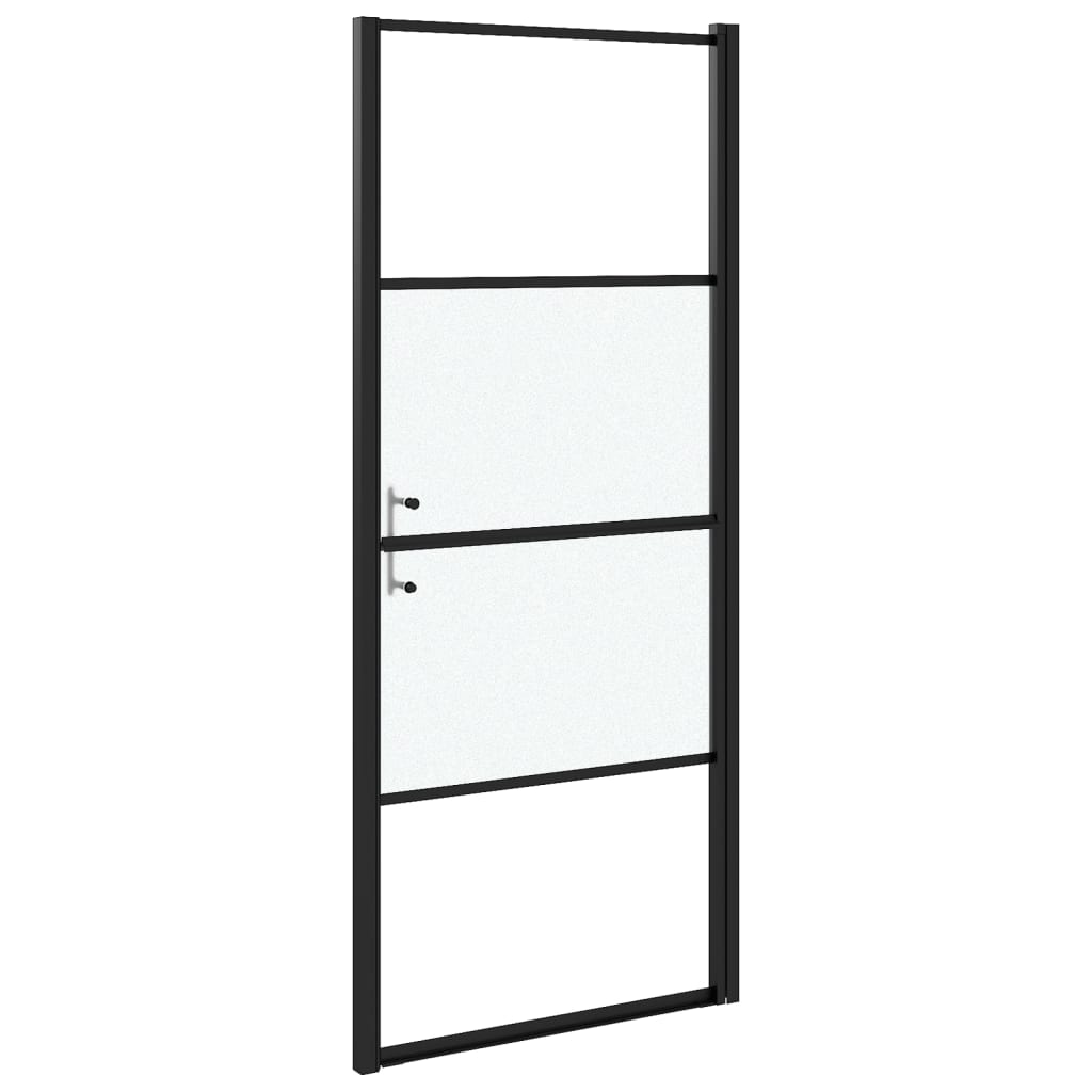 Parete Doccia 91x195 cm Vetro Temperato Semi Smerigliato Nero | homemem39