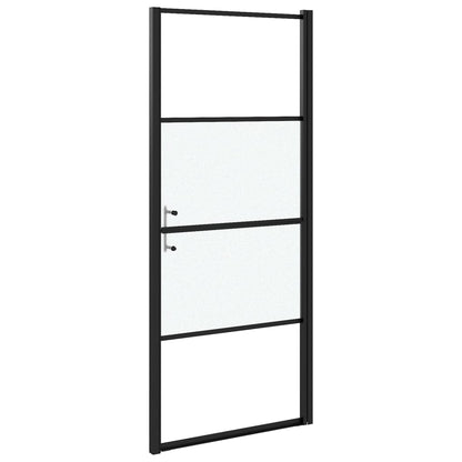 Parete Doccia 91x195 cm Vetro Temperato Semi Smerigliato Nero | homemem39