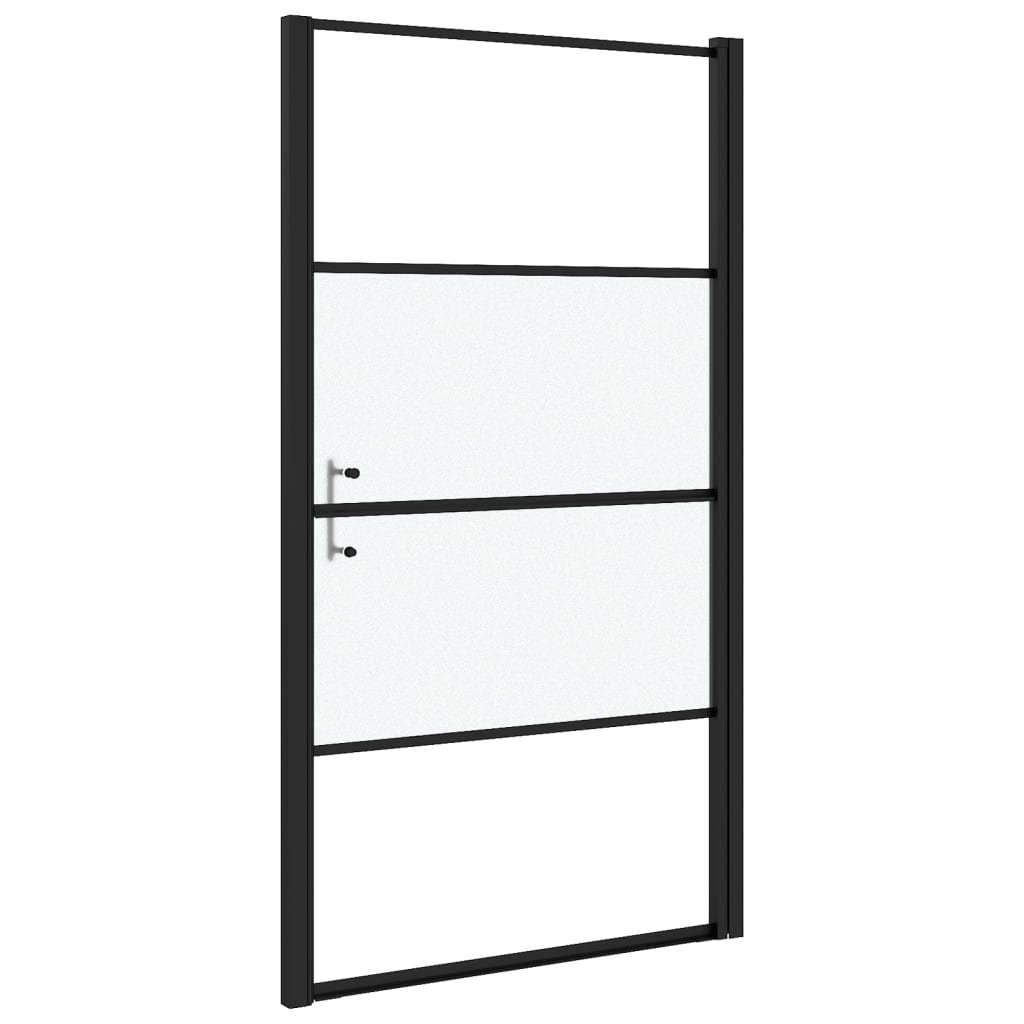 Parete Doccia 100x178 cm Vetro Temperato Semi Smerigliato Nero